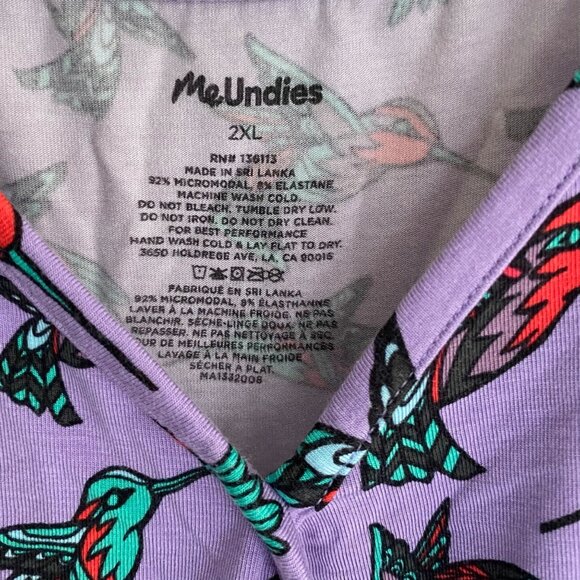 MeUndies Womens Hummingbird Print Purple Summer Dress 2XL - Picture 6 of 7